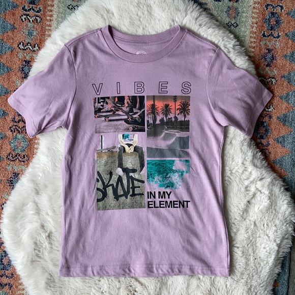 Boys skater tee shirt purple surfer short sleeve graphic tee kids medium 8 - Picture 2 of 14